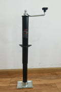 “A-frame topwind trailer jack with removable foot plate”

“Utility trailer jack with 15 inch lift and 5000 lb rating”

“Black heavy-duty topwind jack with foot for RV or cargo trailers”