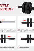 Dual-wheel ab roller with rebound assist – front view

Home workout ab roller with non-slip grips

Ab core trainer – side view with ergonomic handles

Ab wheel fitness roller in black with red detailing

