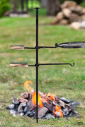 Adjustable steel swivel campfire grill over open fire
16513 outdoor BBQ fire pit cooking grate with stake
Black powder-coated swivel grill for camping and outdoor cooking