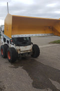 Bendall skid steer snow pusher attached to loader

Yellow snow box blade for skid steer

Heavy-duty snow bucket blade in winter setting

96-inch Bendall box blade in commercial snow use

Rear angle of Bendall snow blade showing mold board

