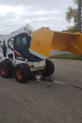 Bendall skid steer snow pusher attached to loader

Yellow snow box blade for skid steer

Heavy-duty snow bucket blade in winter setting

96-inch Bendall box blade in commercial snow use

Rear angle of Bendall snow blade showing mold board

