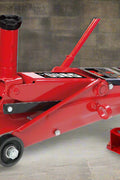 Big Red 3-Ton SUV Trolley Jack – Full View with Extended Saddle
Extended Height Hydraulic Jack – Front Angle in Red Steel Frame
Big Red SUV Jack – Adjustable Saddle Height Demo
T83006XB Floor Jack – Compact Storage with Handle and Wheels