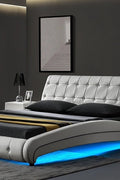 Modern Italy Style Button Tufted PU Leather Bed Frame – King and Queen Size in Black or White with Padded Headboard and Footboard