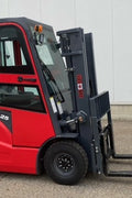 CanLift 5,500 lb electric forklift front side view

Side profile of electric forklift with red cabin

CanLift warehouse forklift with 4-foot lift

Battery-powered forklift in industrial setting

Forklift with cabin and side shift attachment