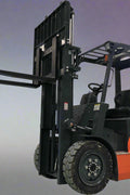 CanLift 5,500 lb electric forklift front side view

Side profile of electric forklift with red cabin

CanLift warehouse forklift with 4-foot lift

Battery-powered forklift in industrial setting

Forklift with cabin and side shift attachment