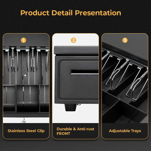 New Cash Register Safe Drawer with Key Lock – Secure Steel Till for Retail & POS Use | 2504091 - with | Sold by Uncle Wiener's Wholesale