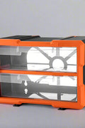 Clear drawer plastic tool box organizer with orange frame
Stackable parts storage bin for screws and fittings
Modular tool organizer with clear drawers and secure latch
Craft and DIY parts storage bin with removable dividers
Connectable plastic drawer organizer for hardware and beads