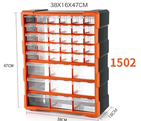Clear drawer plastic tool box organizer with orange frame
Stackable parts storage bin for screws and fittings
Modular tool organizer with clear drawers and secure latch
Craft and DIY parts storage bin with removable dividers
Connectable plastic drawer organizer for hardware and beads