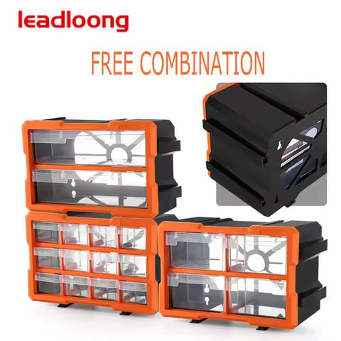 Clear drawer plastic tool box organizer with orange frame
Stackable parts storage bin for screws and fittings
Modular tool organizer with clear drawers and secure latch
Craft and DIY parts storage bin with removable dividers
Connectable plastic drawer organizer for hardware and beads