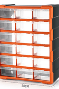 Clear drawer plastic tool box organizer with orange frame
Stackable parts storage bin for screws and fittings
Modular tool organizer with clear drawers and secure latch
Craft and DIY parts storage bin with removable dividers
Connectable plastic drawer organizer for hardware and beads