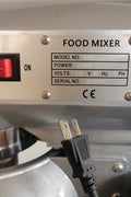 15 QT commercial dough mixer on stainless steel counter

Stainless steel mixing bowl with guard closed

Front view of food-grade commercial mixer with attachments

Dough hook installed on industrial kitchen mixer