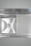 Front view of 39" commercial stainless steel sink
Stainless steel sink with drainboard (right side model)
Utility sink for restaurant or commercial use