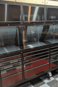 NEW DELUXE 8 FT BLACK STAINLESS STEEL TOOL BENCH & CABINET GTX2422BSS - with | Sold by Uncle Wiener's Wholesale