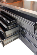 NEW DELUXE 8 FT BLACK STAINLESS STEEL TOOL BENCH & CABINET GTX2422BSS - with | Sold by Uncle Wiener's Wholesale
