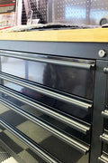 NEW DELUXE 8 FT BLACK STAINLESS STEEL TOOL BENCH & CABINET GTX2422BSS - with | Sold by Uncle Wiener's Wholesale