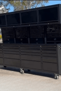 NEW DELUXE 8 FT BLACK STAINLESS STEEL TOOL BENCH & CABINET GTX2422BSS - with | Sold by Uncle Wiener's Wholesale