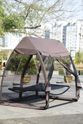 Deluxe Outdoor Hammock Swing Bed with Mosquito Net and Canopy Roof – Freestanding Lounger for Backyard and Camping