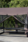 Deluxe Outdoor Hammock Swing Bed with Mosquito Net and Canopy Roof – Freestanding Lounger for Backyard and Camping