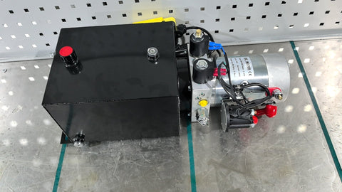 “12V double acting hydraulic pump with 8 quart reservoir”

“Trailer lift hydraulic power unit with remote pendant”

“Heavy-duty hydraulic hoist pump – 6 quart tank variant”