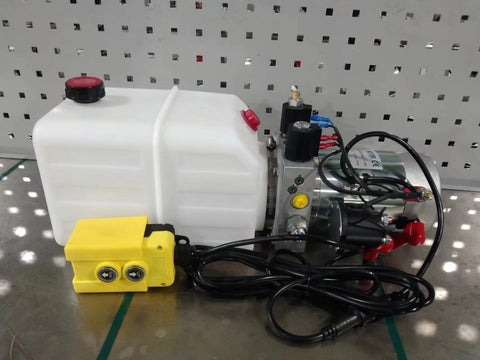 “12V double acting hydraulic pump with 8 quart reservoir”

“Trailer lift hydraulic power unit with remote pendant”

“Heavy-duty hydraulic hoist pump – 6 quart tank variant”