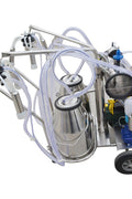 Stainless steel portable cow and goat milking machine with wheels – single and double milker setup