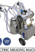 Stainless steel portable cow and goat milking machine with wheels – single and double milker setup