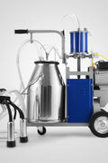 Stainless steel portable cow and goat milking machine with wheels – single and double milker setup