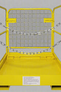 Forklift safety work platform cage

Aerial lift basket attachment for forklifts

WP36 safety cage with double doors

Folding yellow forklift cage for elevated tasks

Galvanized mesh safety cage on warehouse floor