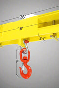 Forklift swivel hoist jib with 2246 lbs lifting capacity
Heavy-duty yellow fork jib attachment for skid steer
Industrial lifting hook for forklift with double fork mount
Forklift attachment swivel hoist powder-coated yellow
Skid steer compatible swivel fork jib for heavy loads