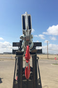 Forklift lifting beam with extension jib attachment
Heavy-duty skid steer jib arm in use
Zinc-coated forklift boom arm – extended
Safety hook and shackle close-up
Forklift lifting with boom attachment in construction site