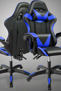 Black and Gray Gaming Office Chair Front View

Racing Style Chair with Adjustable Recline

Multiple Color Variants of Gaming Chairs

High Back Ergonomic Office Chair with Pillows