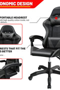 Black and Gray Gaming Office Chair Front View

Racing Style Chair with Adjustable Recline

Multiple Color Variants of Gaming Chairs

High Back Ergonomic Office Chair with Pillows
