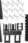 Heavy-duty metal pegboard set with 3 panels and 22 tool holders for garage or workshop wall organization
