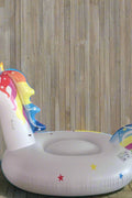 Giant inflatable unicorn pool float for two adults

White unicorn ride-on float with colorful mane and tail

Oversized raft-style unicorn pool float in living room

Heavy-duty vinyl unicorn float side view

114" unicorn float inflated and ready for the pool
