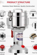 "700g electric stainless steel grain grinder with safety lid"

"High-speed commercial spice mill with overload protection"

"Herb and grain electric grinder for kitchen and lab use"