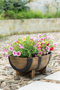 NEW HALF BARREL PLASTIC PLANTER 517201 - with | Sold by Uncle Wiener's Wholesale