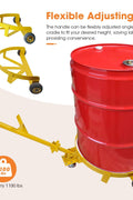 Heavy-duty drum dolly with T-handle and footboard
1100 lb steel frame dolly for 55-gallon drums
Yellow industrial drum trolley with caster wheels
Universal drum cart with solid foot support
Drum dolly with polyurethane wheels for smooth mobility