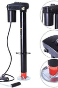 3500 lb 12V electric trailer tongue jack black finish
Heavy-duty RV jack with LED light and backup crank
Side view of 3-point hitch power tongue jack
Electric jack for camper trailer RV hitch mount