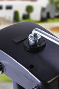 3500 lb 12V electric trailer tongue jack black finish
Heavy-duty RV jack with LED light and backup crank
Side view of 3-point hitch power tongue jack
Electric jack for camper trailer RV hitch mount