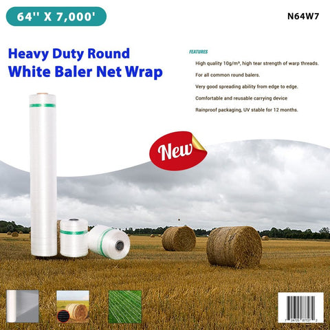 New Heavy Duty Bale Net Wrap for Balers – Durable Agricultural Baler Netting - with 64″x 7000' BALE NET WRAP BALER | Sold by Uncle Wiener's Wholesale