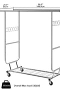 New Heavy Duty Double Rod Clothing Garment Rack – Rolling Adjustable Closet Organizer with Storage 600 lbs Capacity SKU AMCMR2992 - with | Sold by Uncle Wiener's Wholesale