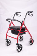 New Heavy Duty Extra Wide Rolling Walker with Padded Seat – 8" Wheels, Adjustable Height, Loop Brakes, Red - with | Sold by Uncle Wiener's Wholesale