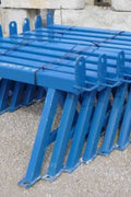 Blue Heavy-Duty Foldable Metal Sawhorses for Construction or Workshop Use
