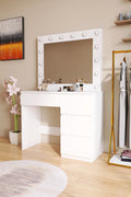 "Hollywood LED Light Mirror Dressing Table in White Finish"

"Black Vanity Dressing Table with LED Lighted Mirror"

"Spacious Drawer Storage in Hollywood Style Dressing Table"

"LED Mirror Close-up with Adjustable Brightness for Makeup"

"Modern White and Black Dressing Table Sets for Bedrooms"