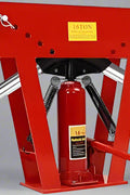 Hydraulic 12-Ton Pipe Bender in Red with Handle – Side View
