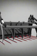 Main Image: 72” manure grapple fork for skid steer with hydraulic claws

Side view of dual grapple arms open

Grapple in closed position for transport

Grapple fork mounted on a skid steer loader