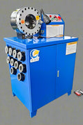 Hydraulic hose crimping machine full view

400 ton hydraulic hose press with tool cabinet

Close-up of hose crimp die sets

Hose crimping tool with 10L oil pump

Industrial hydraulic press for 6–51mm hoses
