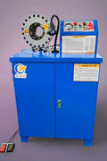 Hydraulic hose crimping machine full view

400 ton hydraulic hose press with tool cabinet

Close-up of hose crimp die sets

Hose crimping tool with 10L oil pump

Industrial hydraulic press for 6–51mm hoses