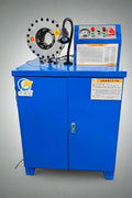 Hydraulic hose crimping machine full view

400 ton hydraulic hose press with tool cabinet

Close-up of hose crimp die sets

Hose crimping tool with 10L oil pump

Industrial hydraulic press for 6–51mm hoses