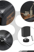 "Industrial storage bench with black metal frame, tufted seat, open shelf, and trunk compartment – Model LSB47BX"